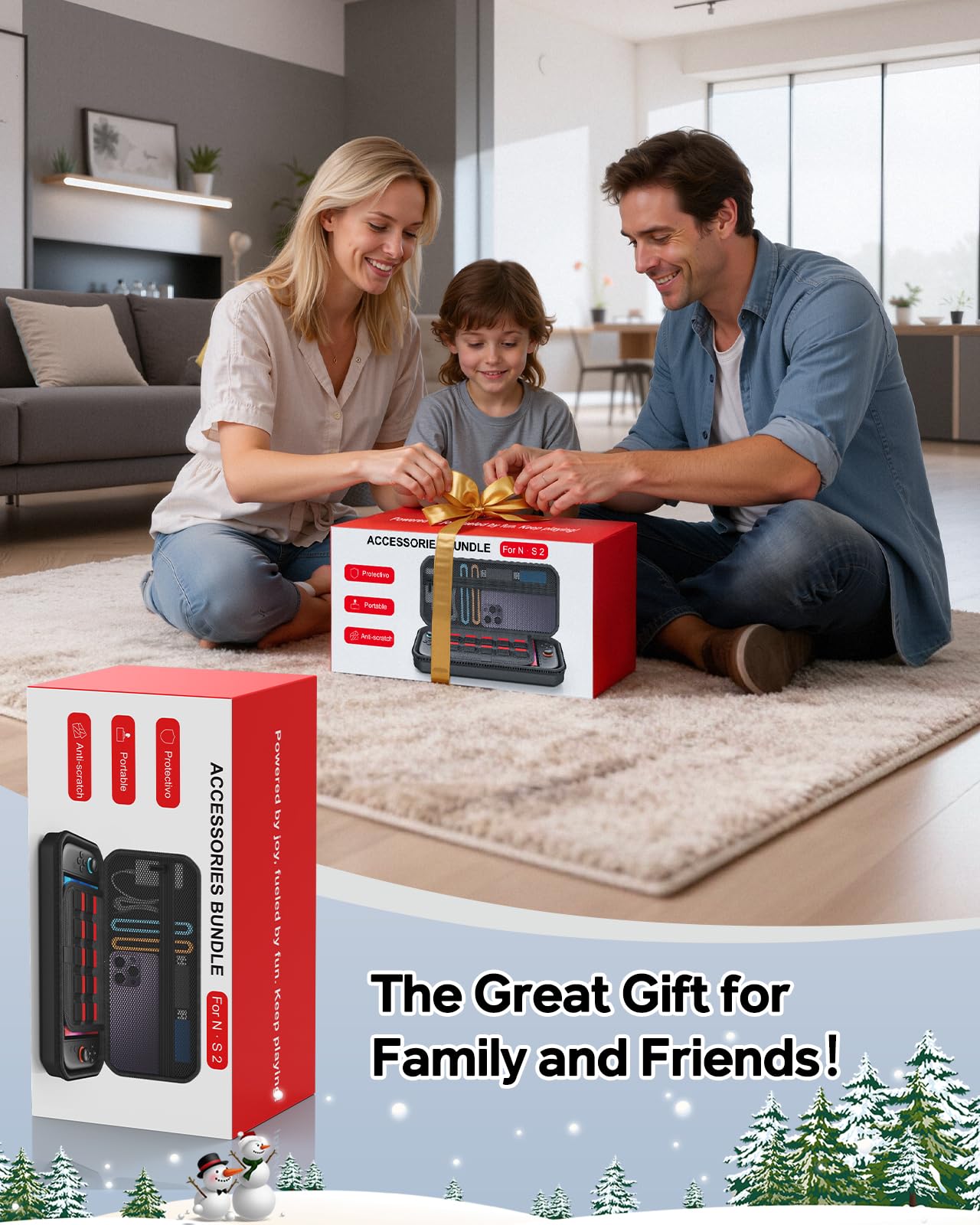 Switch 2 Zubehör, Unverzichtbares Zubehörpaket, 20-IN-1-Spieleset Bundle,Reisetasche,Switch 2 Controller Ladestation,Displayschutzfolie,Schutzhülle,Lenkräder,Griffe für Joy Con 2 (Schwarz) 8