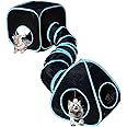 GONPETGP Cat Tunnels for Indoor Cats with Cube Tent Toys Combo, Pop Up Collapsible Crinkle Interactive Peek Hole, Cat Tube with Play Ball and Bell for Kitten, Puppy, Kitty, Rabbit - Set of 3