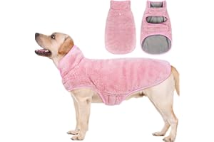 Malier Dog Winter Coat, Reversible Fleece Dog Cold Weather Coats, Windproof Warm Snow Puppy Jacket Vest Pet Clothes for Small Medium Large Dogs (X-Large, Pink)