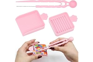 3Pcs Fuse Bead Tool Kit - Single Needle Tweezers, Aligner Tray & Bead Scoop for 2.6mm Craft Beads, Essential Accessories for 