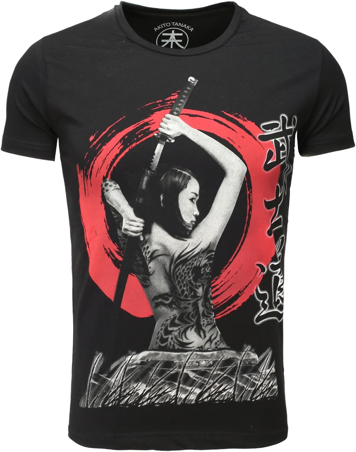 Akito Tanaka Men T-Shirt GEISHA Slim Fit Section Crew Neck Printshirt Sommershirt with Print short-sleeved