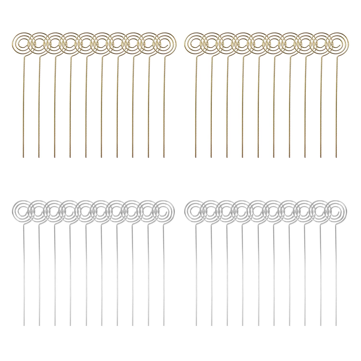 Woohome 40 PCS Wire Memo Clip Table Number Holder Round Shape Photo Memo Holder Clip for Party Birthday Cake Topper Accessories Decor