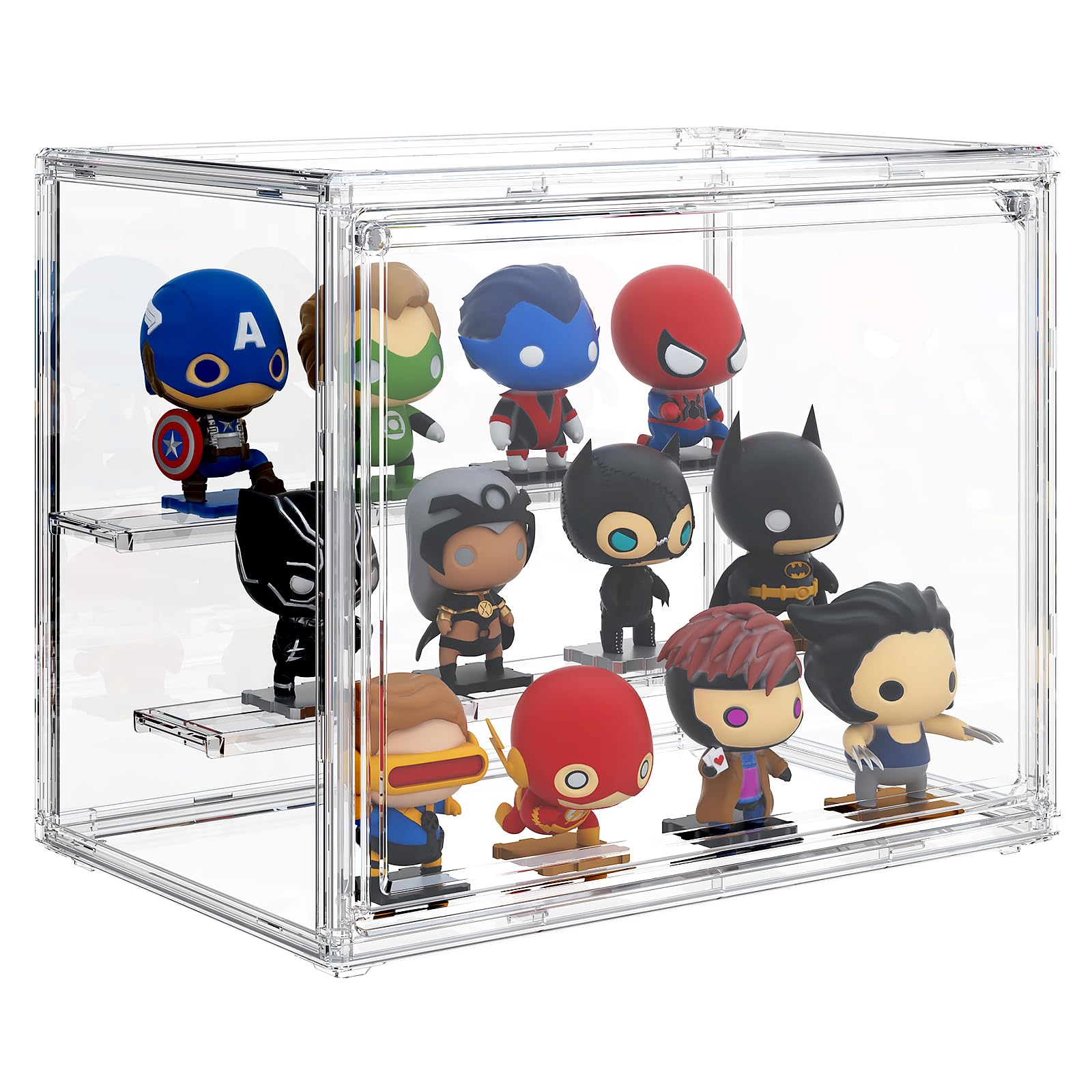 Photo 1 of Acrylic Display Case 3 Tiers Clear Figure Display Cases for Collectibles Stackable Storage Box with Magnetic Door Dustproof Showcase