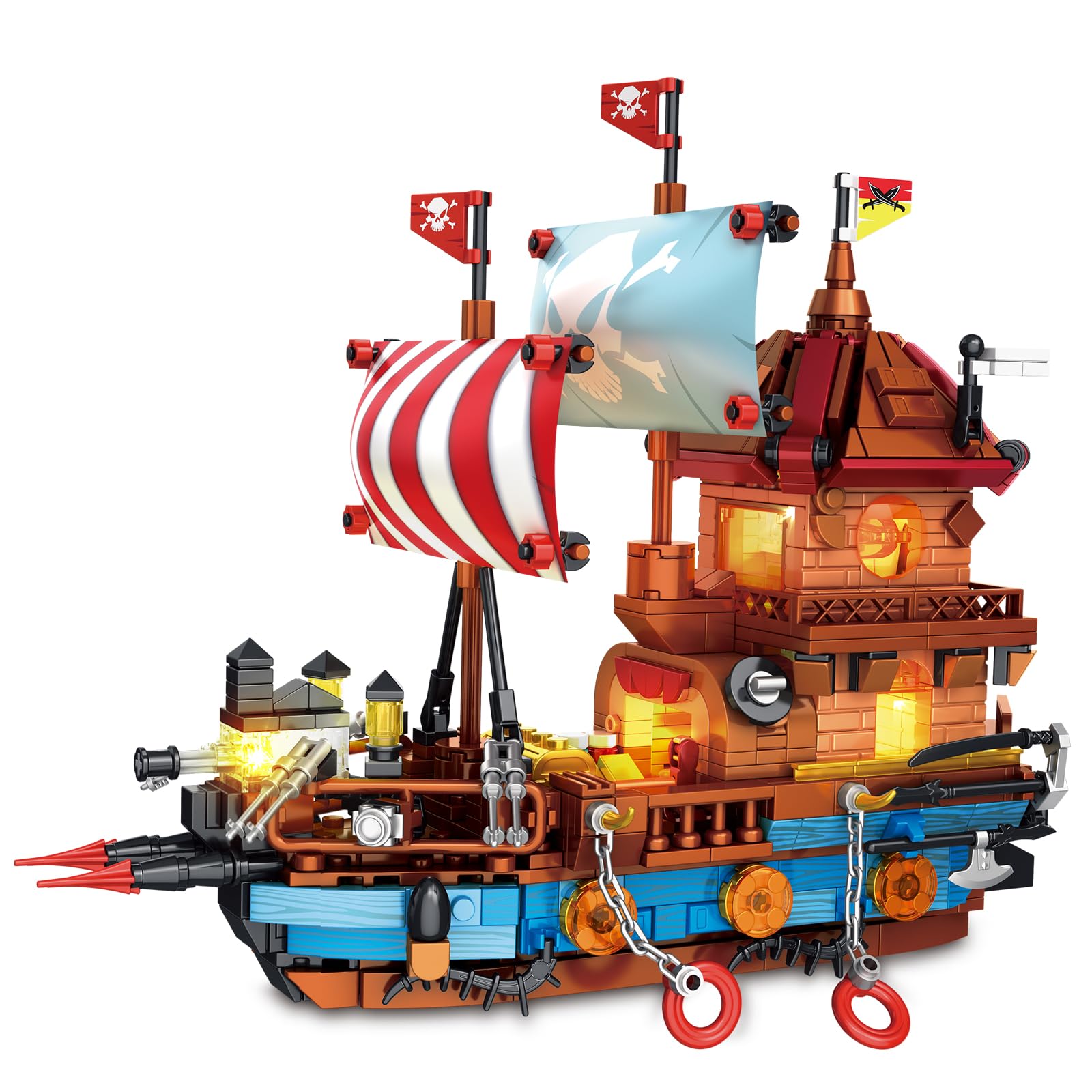Photo 1 of Pirate Ship Building Blocks Set with Lights, Compatible with Lego Set, Modern Boat Model Toy Building Kit for Adults, Idea Christmas Birthday Gift for Kids Teens Girls Boys 8-14+ (916 PCS)