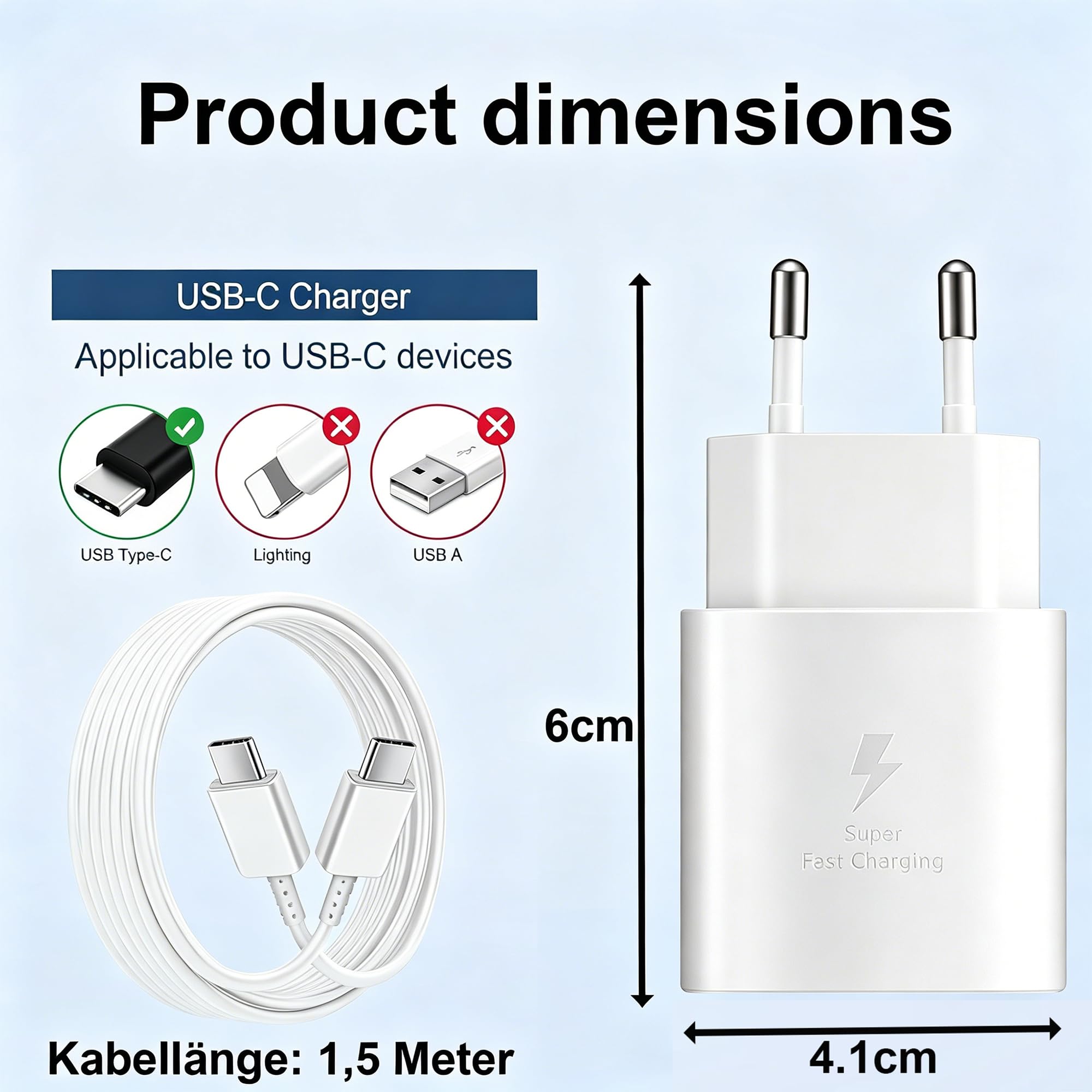 25W Schnellladegerät Ladekabel für Samsung Galaxy S26 S25 S24 S23 S22 S21 S20 FE Ultra Plus A57 A56 A55 A54 A36 A35 A16 Z Fold 7, Ladegerät USB C Schnellladekabel und Typ C Handy Netzteil Adapter 4