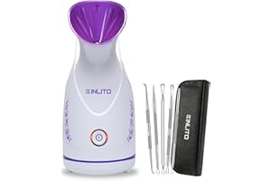 Nano Ionic Facial Steamer KINLITO Facial Steamer with Warm Mist Portable Face Humidifier for Deep Cleaning Unclog Pores with Blackhead Remover, Aromatherapy Kit for Personal Home SPA (Purple)
