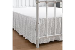 XUAN DIAN Tufted Bed Skirt Full Size, Ruffled Bed Skirt with Split Corners, Full Bed Skirt 16 Inch Drop, Boho Full Size Bed Skirt White for Ruffled Bed Skirts, Bed Skirt Full Size