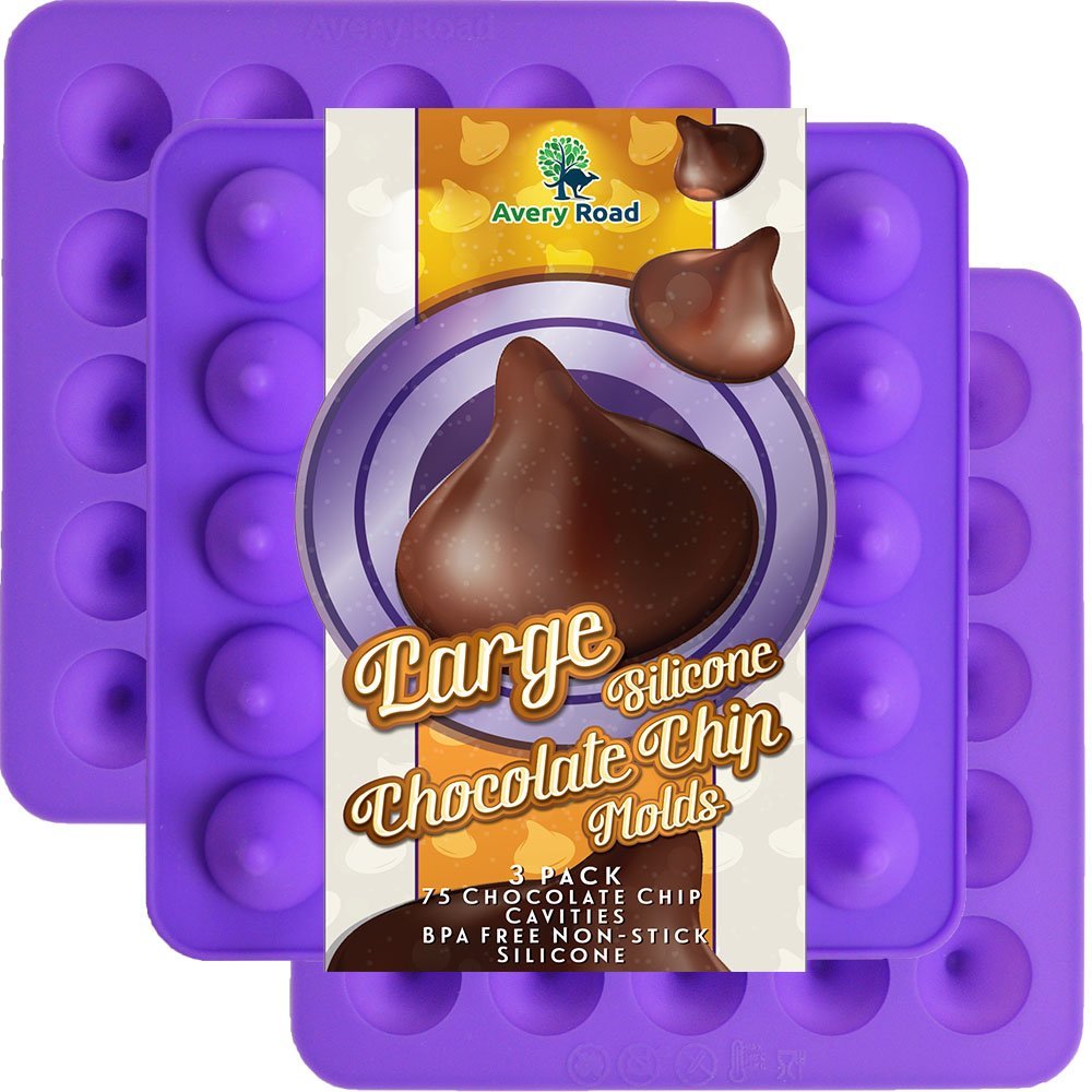 Large Chocolate Chip Mold Silicone 3 Pack Kisses Shaped Silicone