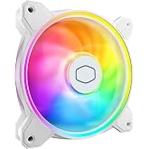 Cooler Master MF140 Halo&sup2; White PC Case Liquid Cooler Air Cooler Fan, 140mm Fan, Dual-Loop aRGB Rings, Dynamic PWM 2,050 RPM, Air Balance Blades, aRGB Lighting, Hybrid Frame