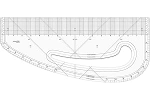KEARING Patented 16" Imperial Acrylic Pattern Master Ruler, Multi-Purpose French Curve Ruler, Vary Form Curve Ruler Hip Measuring Curve Transparent Fashion Designer's Ruler for Sewing Pattern Making