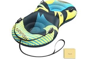 Snow Tube with Towable Leash, Airsfish 2 Seats Large Inflatable Snow Sled Heavy Duty Cover Wear-Resistant & Anti-Freeze Material Sledding Tubes for Winter Skating Sports