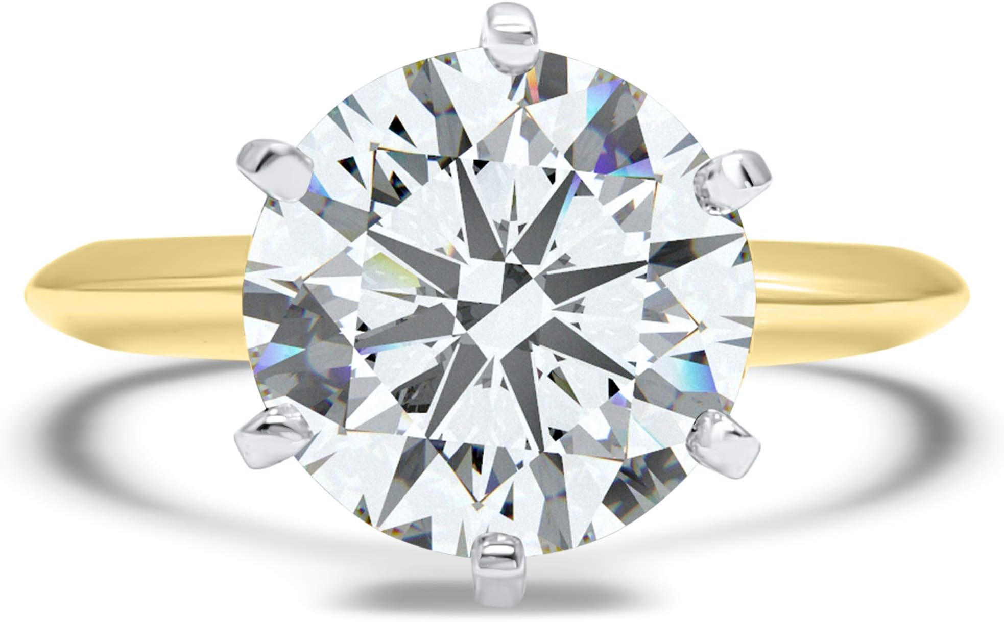 3 Carat 9mm Round Forever ONE Moissanite Solitaire Engagement Ring 14k Yellow Gold 6 Prong