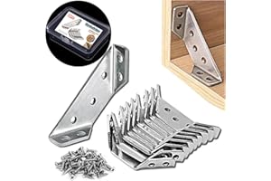 BXBDCHA Furniture Corner Connector - 20PCS Universal Stainless Steel L Brackets for Wood,Hardware Metal Angle Bracket Corner Braces,L Bracket for Shelves,Table,Cabinet,Drawer,Corner Brackets for Wood