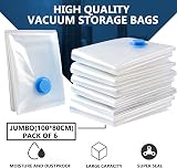 AMZJIMTOP Vacuum Storage Bags 6 Pack 100x80cm Extra Large Reusable view 6