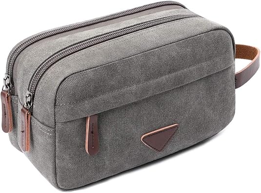 Amazon トイレタリーバッグ 旅行小物 キャンバス トラベルポーチ 洗面用具入れ 化粧ポーチ バスルームグッズ 吊り下げ お風呂 温泉 出張 整理収納 軽量 グレー ポーチ