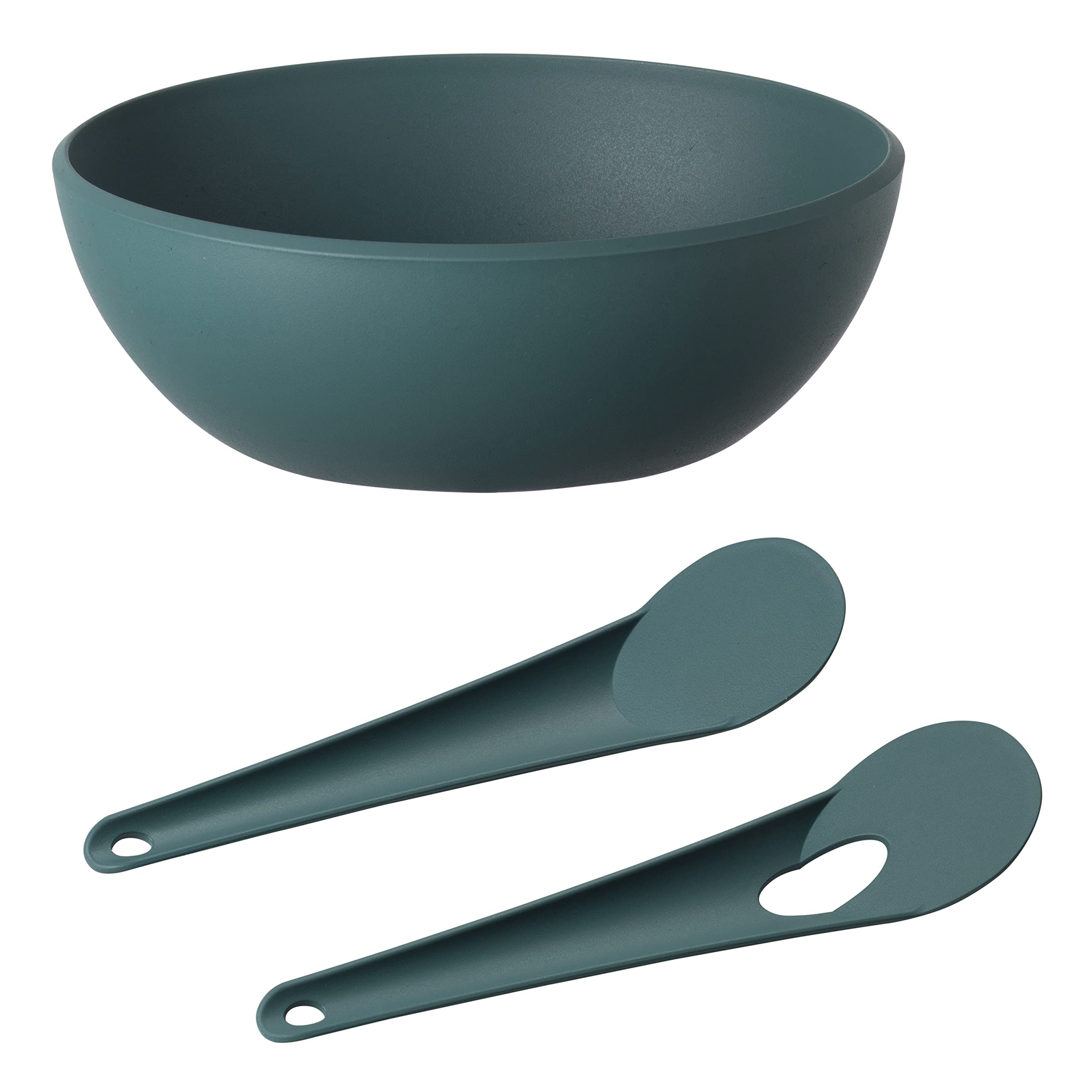 Harfield Salad Bowl & Servers Set Teal Pink 1.8 Litre BPA Free Eco Friendly Materials (Teal)
