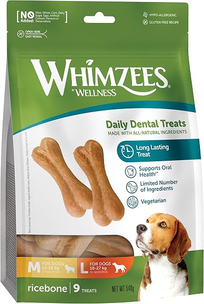 WHIMZEES Rice Bone M/L 9 Pieces Dog Dental Stix Med/Large Grain Free