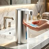 Automatic Soap Dispenser Touchless - No-Clog Stainless SteelSoap Dispenser, IPX5 Waterproof, Adjustable Volume, 0.2s FastSensor, Multi-Liquid Compatible, for Kitchen &amp; Bathroom（Stainless Steel）