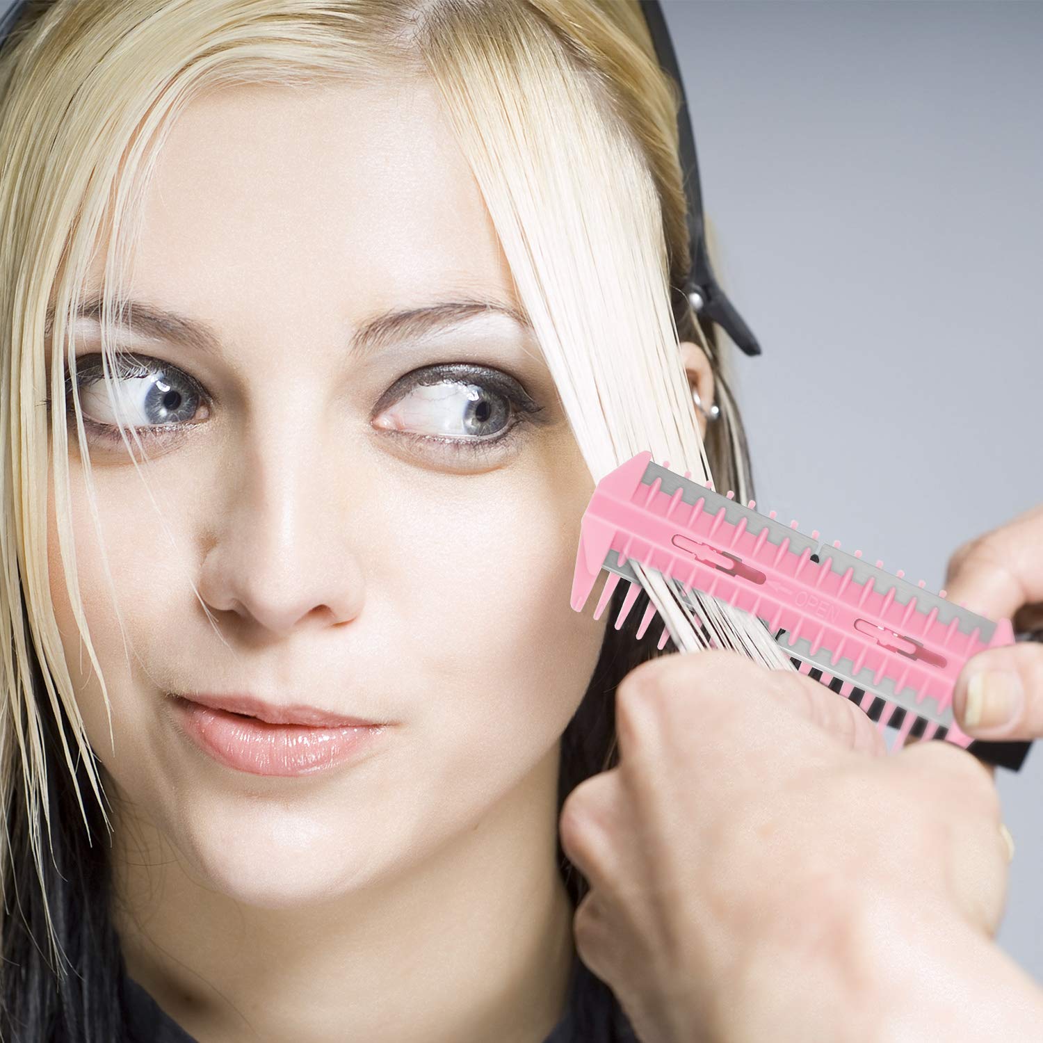 3 Pieces Razor Comb with 10 Pieces Razors, Hair Cutter Comb Cutting Scissors, Double Edge Razor, Hair Thinning Comb Slim Haircuts Cutting Tool (White, Pink, Blue, Double Sided) : Beauty