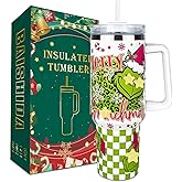 BAISHIDA 40oz Christmas Grin chi Tumbler with Lid and Straw, Stainless Steel Tumbler with Handle and Straw, Car Mug Sports Travel Cup Gift 40 oz Tumblers (Christmas 2)