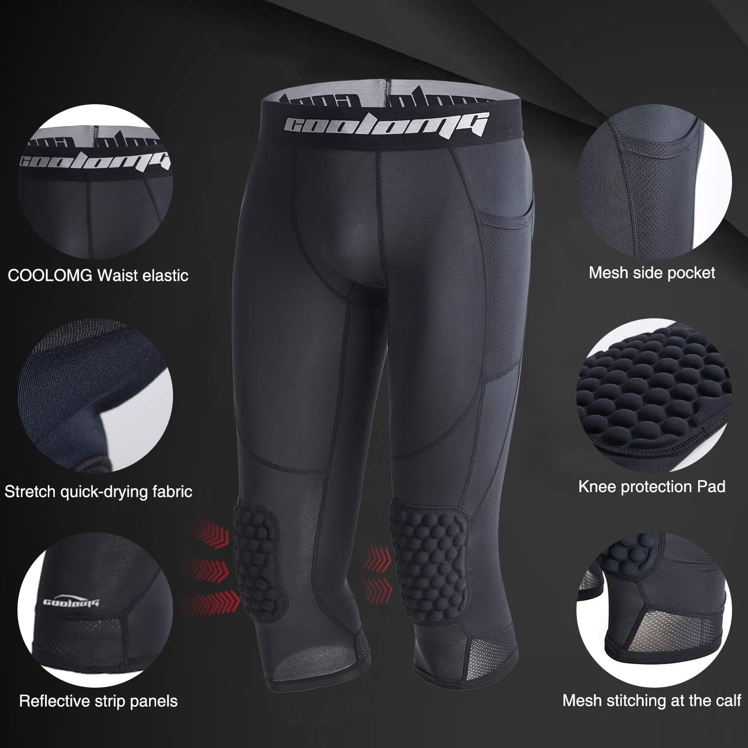 Legendfit Basketball Compression Pants with Knee Pads 3/4 Capri Training Tights Leggings Protector Gear for Kids Youth Adult : Clothing