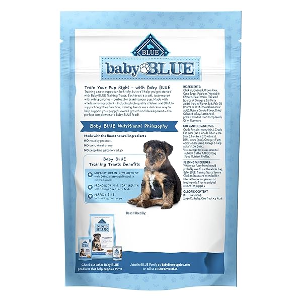 BLUE BUFFALO BABY BLUE TRAINING TREATS NATURAL PUPPY SOFT DOG TREATS, SAVORY CHICKEN 4-OZ BAG