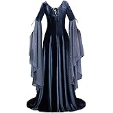 daizbella Renaissance Dress Women Retro Elegant Velvet Gown Medieval Dress Fantasy Medieval Costume
