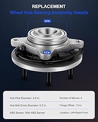 ECCPP Front Left or Right Wheel Bearing and Hub