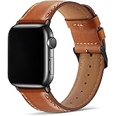 Tasikar Bands Compatible with Apple Watch Band 49mm 46mm 45mm 44mm 42mm Genuine Leather Replacement Straps Compatible with Apple Watch Ultra 3 2 1 SE Series 11 10 9 8 7 6 5 4 3, Classic Brown