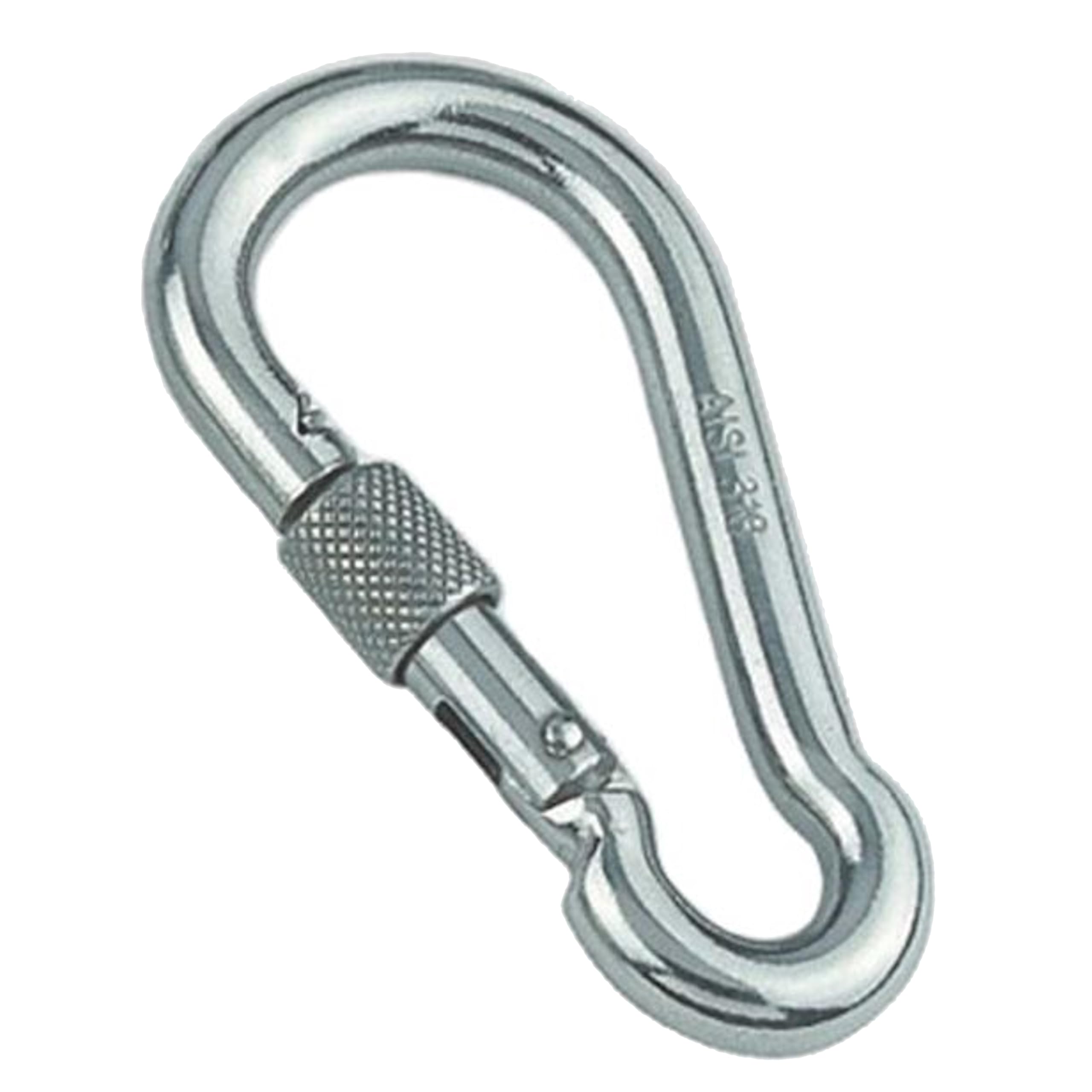 Carabiner Hook Stainless Steel 8 x 80 with Safety Nut Pack of 2 Fire Brigade Carabiners, Screw Carabiner Made of Stainless Steel A4 - AISI 316 - Rust-Free
