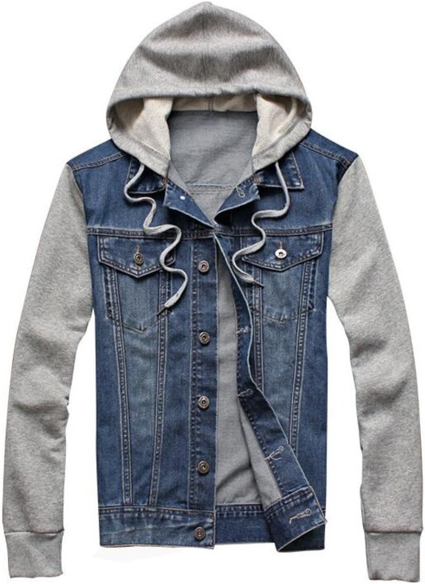 KissAir Men's Hoodied Denim Jackets (TM) Vintage Slim Fit Jean Coat