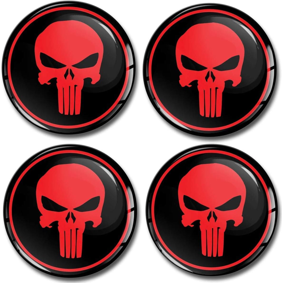 SkinoEu 4 x 50mm DOMED 3D WHEEL RIMS CENTER STICKERS FOR CENTRE HUB TRIM CAPS SKULL AUTO MOTO CAR LOGO BADGE A 350