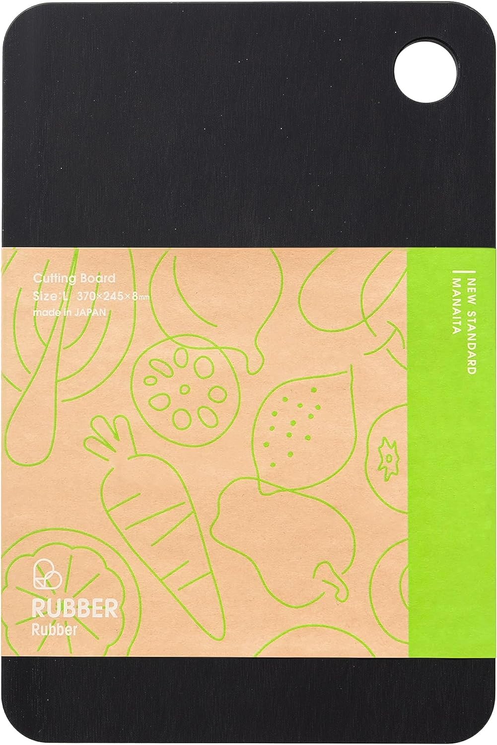 Rubber Rubber NBD003 Cutting Board, Synthetic Rubber, Black, L, Made in Japan 14.6 x 9.4 x 0.3 inches (370 x 240 x 8 mm) (L)