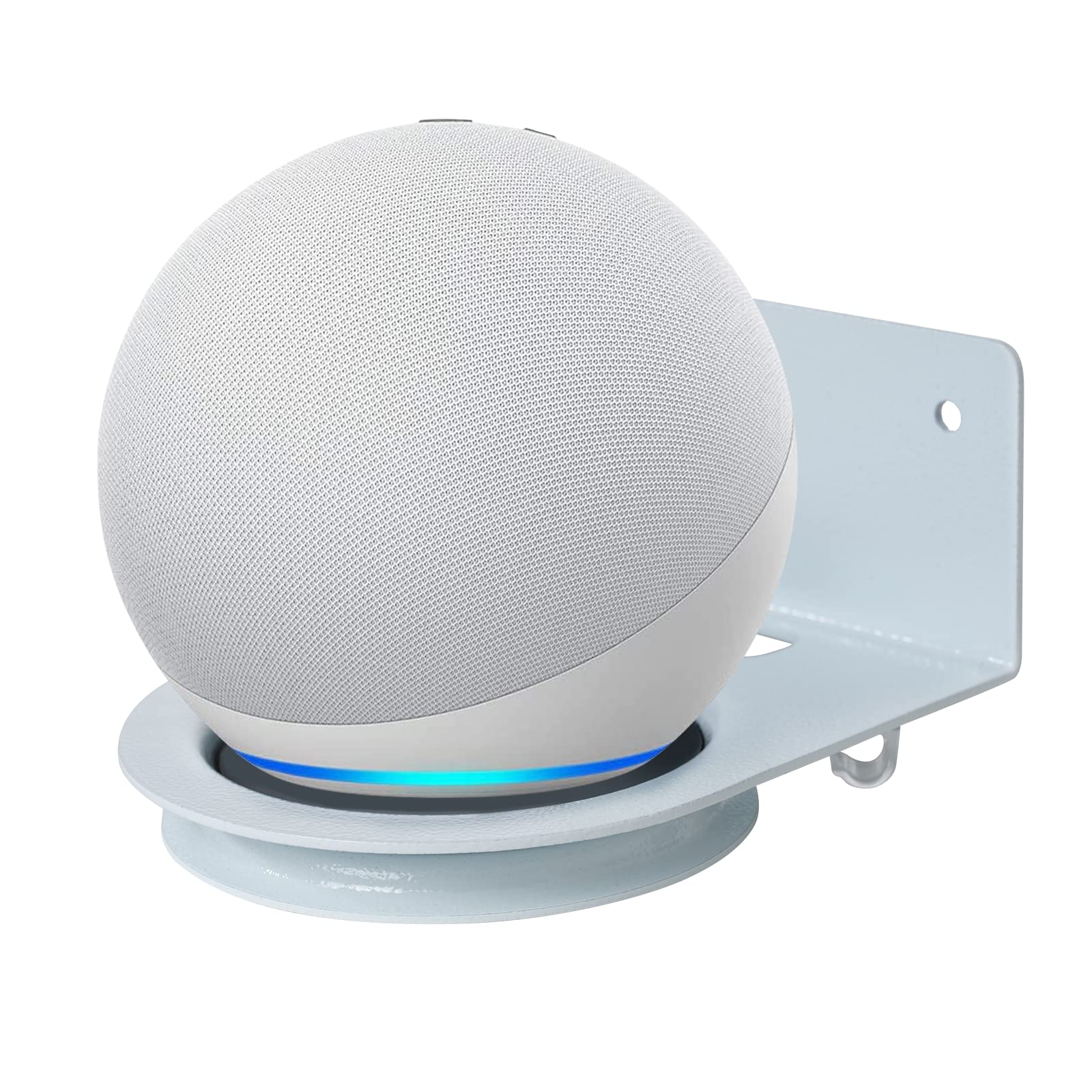 Shinar Metal Universal Wall Mount for Dot 4/Dot 5 & Homepod Mini - Space-Saving Holder & Stand with Integrated Cable Management - White