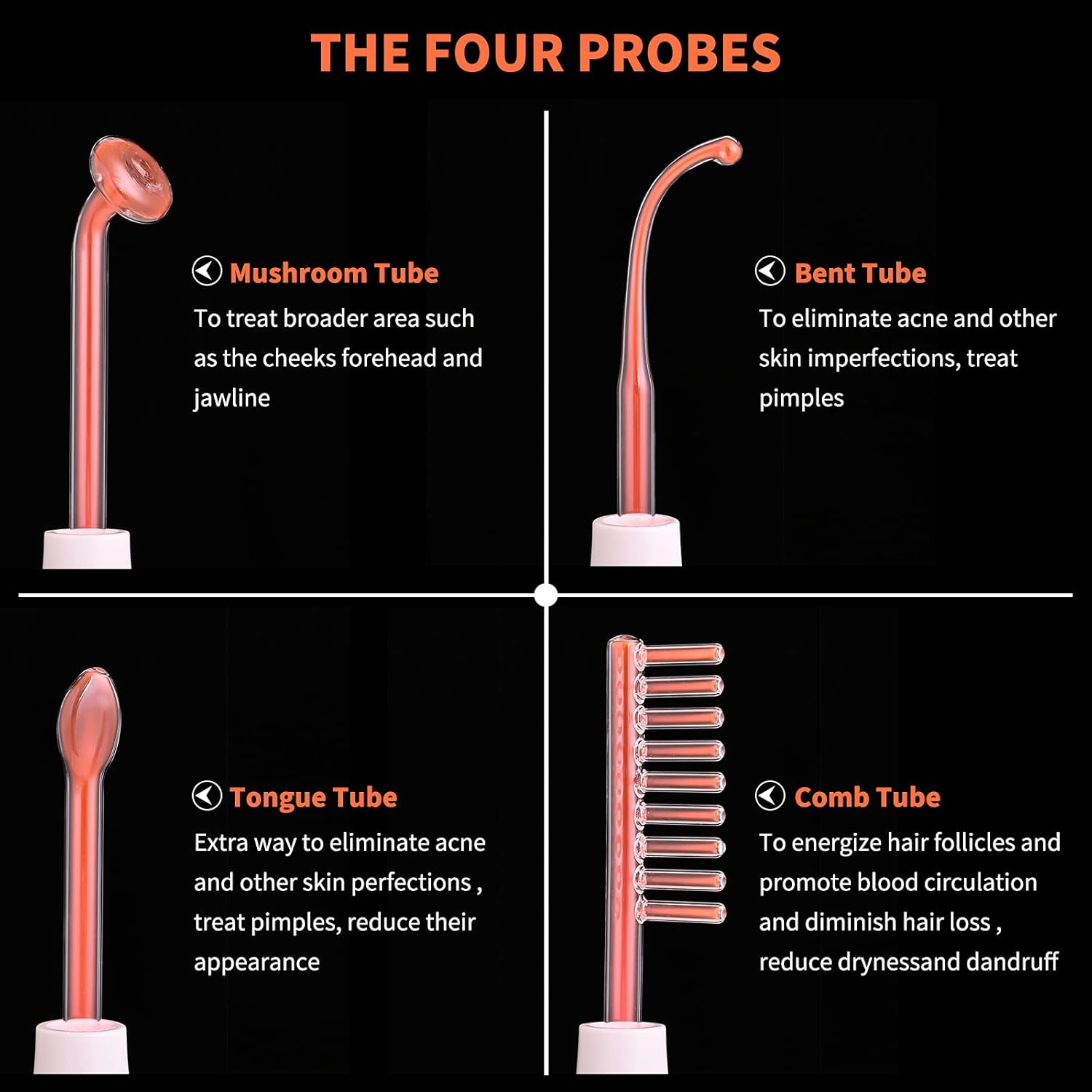 High Frequency Machine, AMDAILY Portable Handheld High Frequency Facial Wand w/Neon for Personal Beauty Acne Spot Wrinkles Remover Eyes Body Care Hair Follicle Stimulator 4-in-1: Beauty