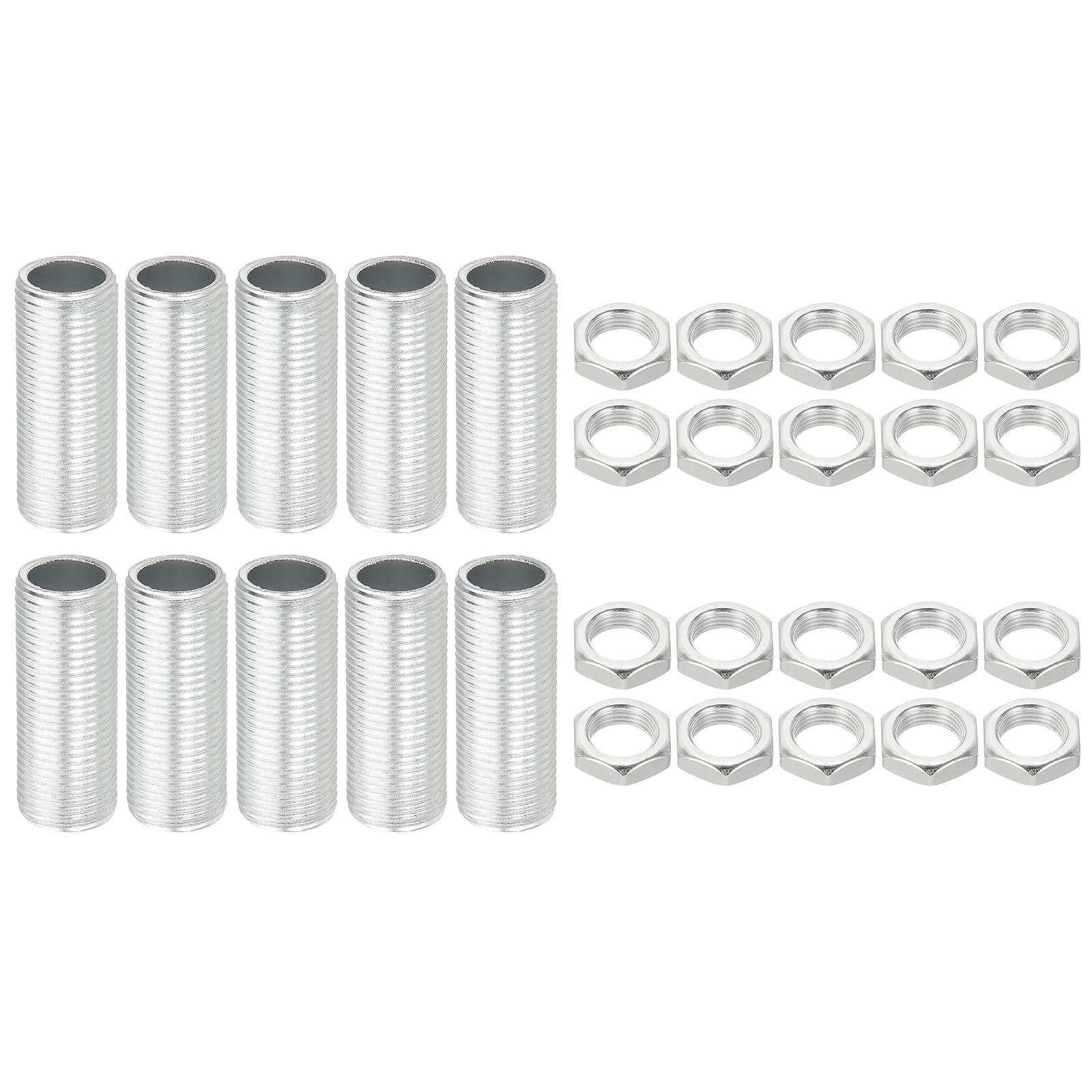 PATIKIL M12 Thread 30mm/1.2" Lamp Pipe Kit with Lock Nuts, 10 Set All Thread Rods Fasteners Hardware for Chandelier Ceiling Light DIY, Zinc Plating — image 1