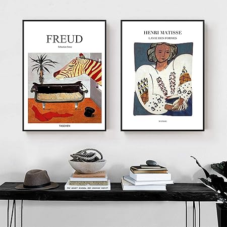 Amazon Co Jp 北欧の抽象的なポスタープリントキャンバス絵画壁アートフランスのフロイトアンリマティス英語の手紙の写真事務室の装飾 50x60cmx2フレームレス Generic