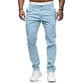 ALLABREVE Men's Chinos Casual Dress Pants Slim Fit Skinny Stretch Flat-Front Lightweight Comfort Slacks