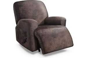 molasofa Leather Like Oversized Recliner Chair Covers, Extra Large Big Man 4 Pieces Lazy Boy Recliner Cover for Wide Recliner Chair for Pets Kids Washable(X-Large,Dark Brown)