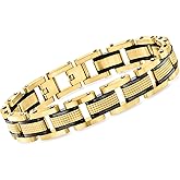 Ross-Simons Men's 18kt Gold-Plated Stainless Steel Link Bracelet. 8.5 inches