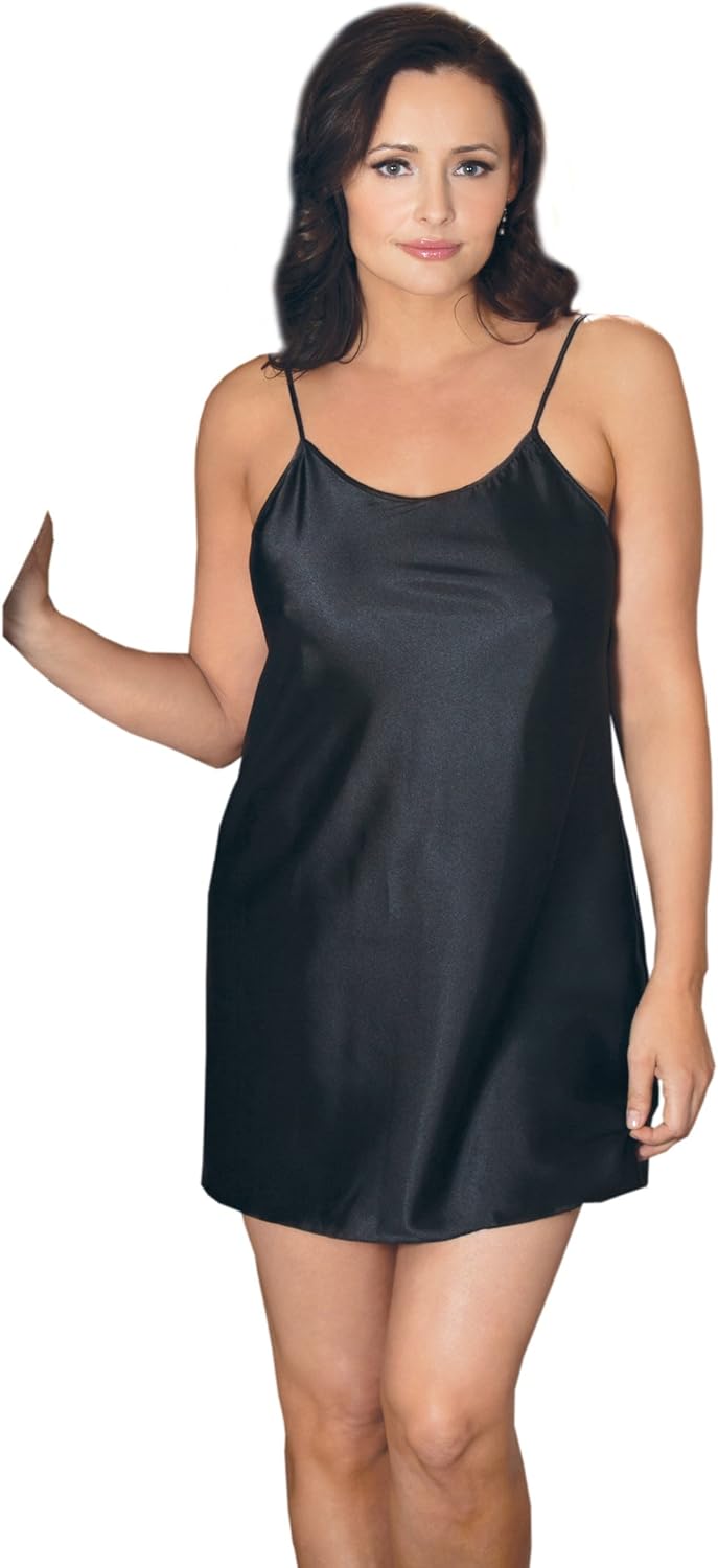 iCollection Women's Plus Size Satin Mini Chemise: Clothing
