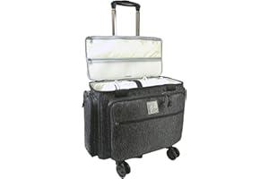 BatlFrist Rolling Sewing Machine Bag with Five 360-Degree Rotating Wheels,Sewing Machine Carrying Case Fits for Most Standard Sewing Machines,YKK zipper,Hard Bottom Pad (Black)