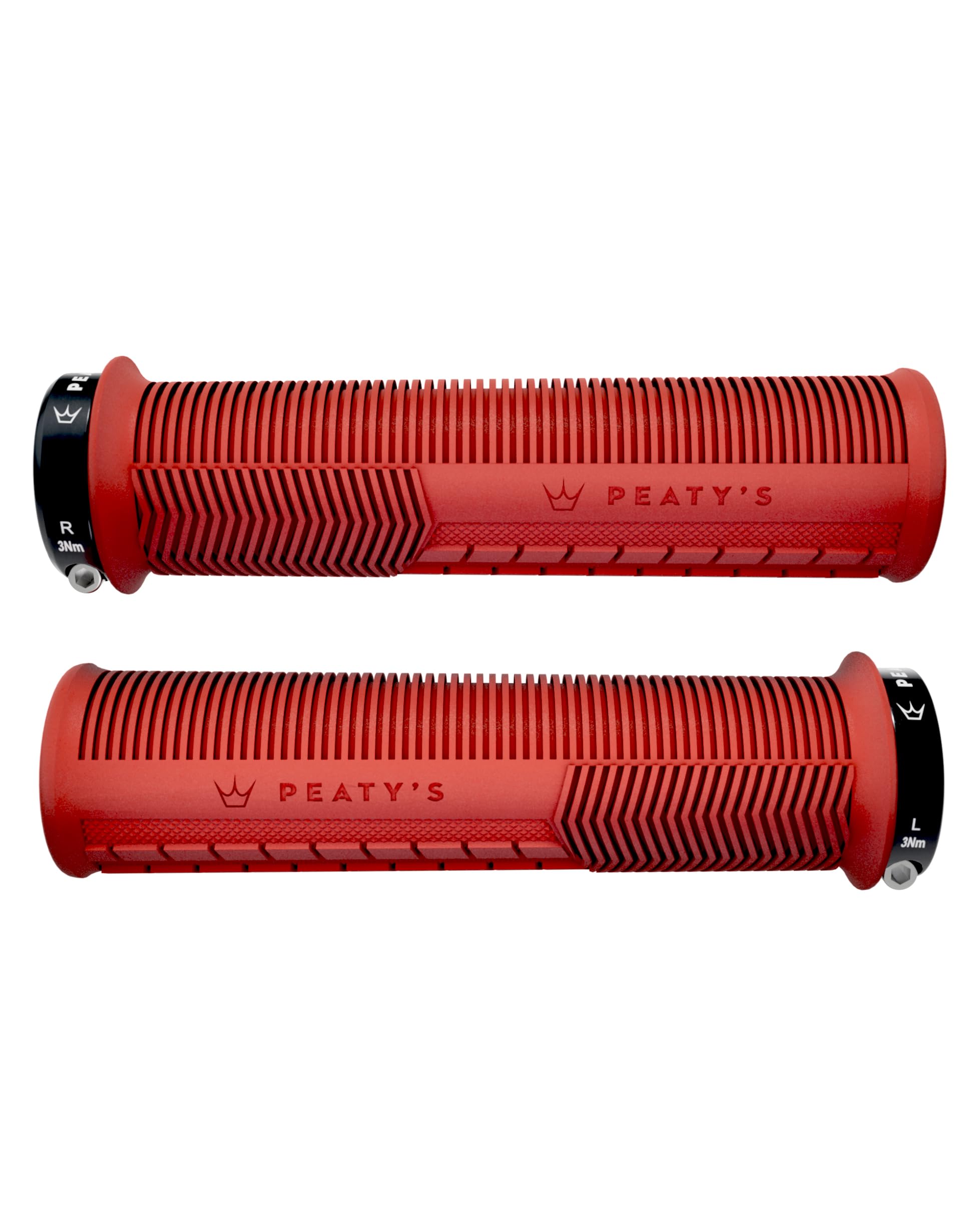 Peaty's Monarch Grips - Mushroom Texture Bike Grips, Ergonomic Handlebar Grip for Trail Comfort, Supportive Thumb Pad & Finger Bars, Durable BMX, Ebike & Mountain Bike Grip - Thin 30-32mm, Red