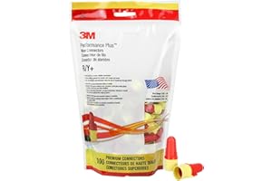 3M Performance Plus Wire Connector R/Y+POUCH, Red/Yellow, Flexible Steel Spring Connectors, Copper, CSA Certified, UL Listed, Pouch of 100, 22-8 AWG