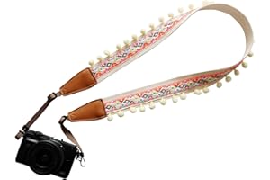 UNIKSTRAP Original Design Personalized Adjustable Camera Strap Super Colorful & Cute Pompom Tassel, Fit for Canon Nikon Sony Olympus Interchangeable Lens Digital Camera/DSLR etc.