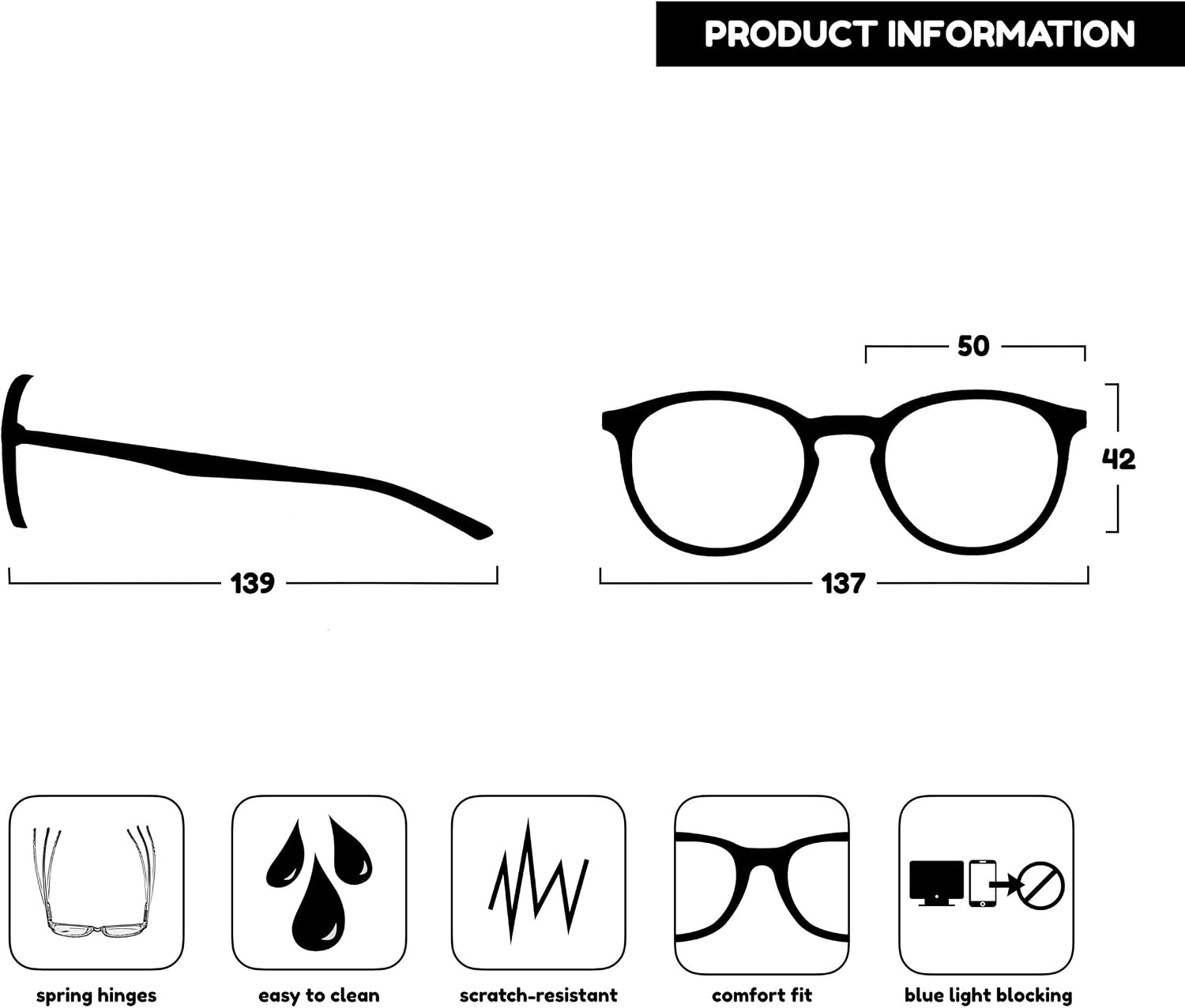 OPULIZE MET Blue Light Blocking Reading Glasses for Women Men Slim Round Frame with Scratch Resistant and Spring Hinges - Image 5
