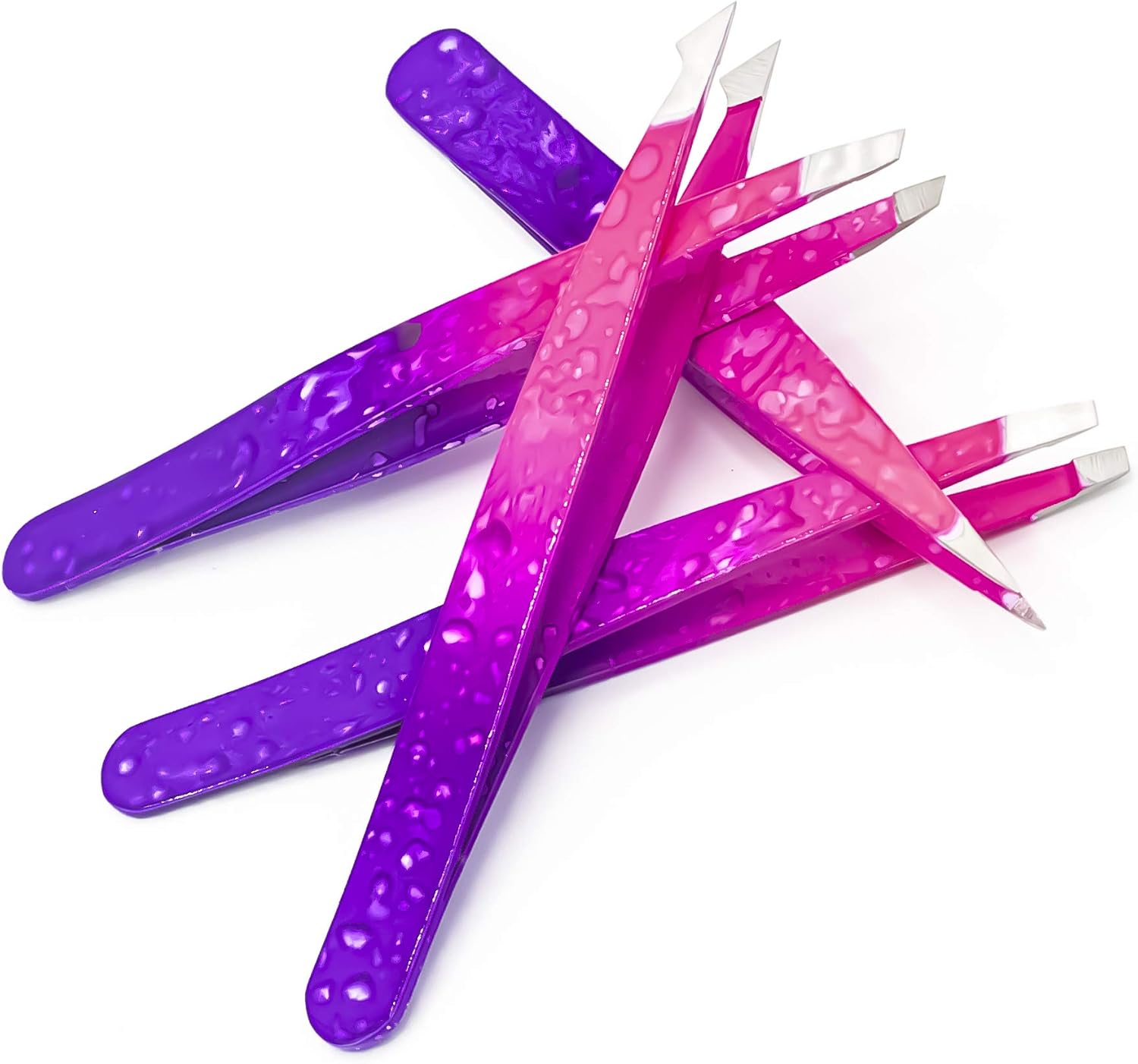 PROWL Professional Stainless Steel Tweezers for Facial Hair Women & Men, Set of 4 Eyebrow Tweezers for Ingrown Hair Splinter