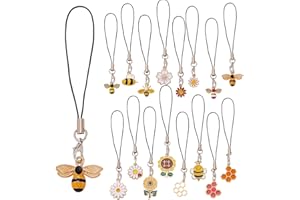 BEEFLYING 16 Pcs Kawaii Cell Phone Charms for Mobile Phone Cute Strap Hanging Pendants Aesthetic Phone Decor for Jewelry Making Phone Charm Backpack Wallet Keychain Pendant Accessories(Bee)