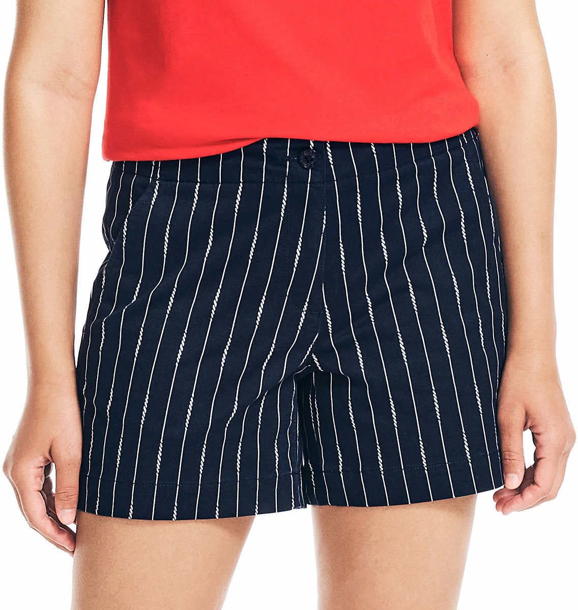 Photo 1 of Nautica Womens Midweight Mid-Rise Twill Shorts (US, Numeric, 10, Regular, Regular, Navy Seas)