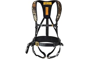 LANCERGEARS Hunting Safety Harness Tree Stand Harness Deer Harness with Tree Strap Edge Camo Adjustable M/L/XL/XXL-Large